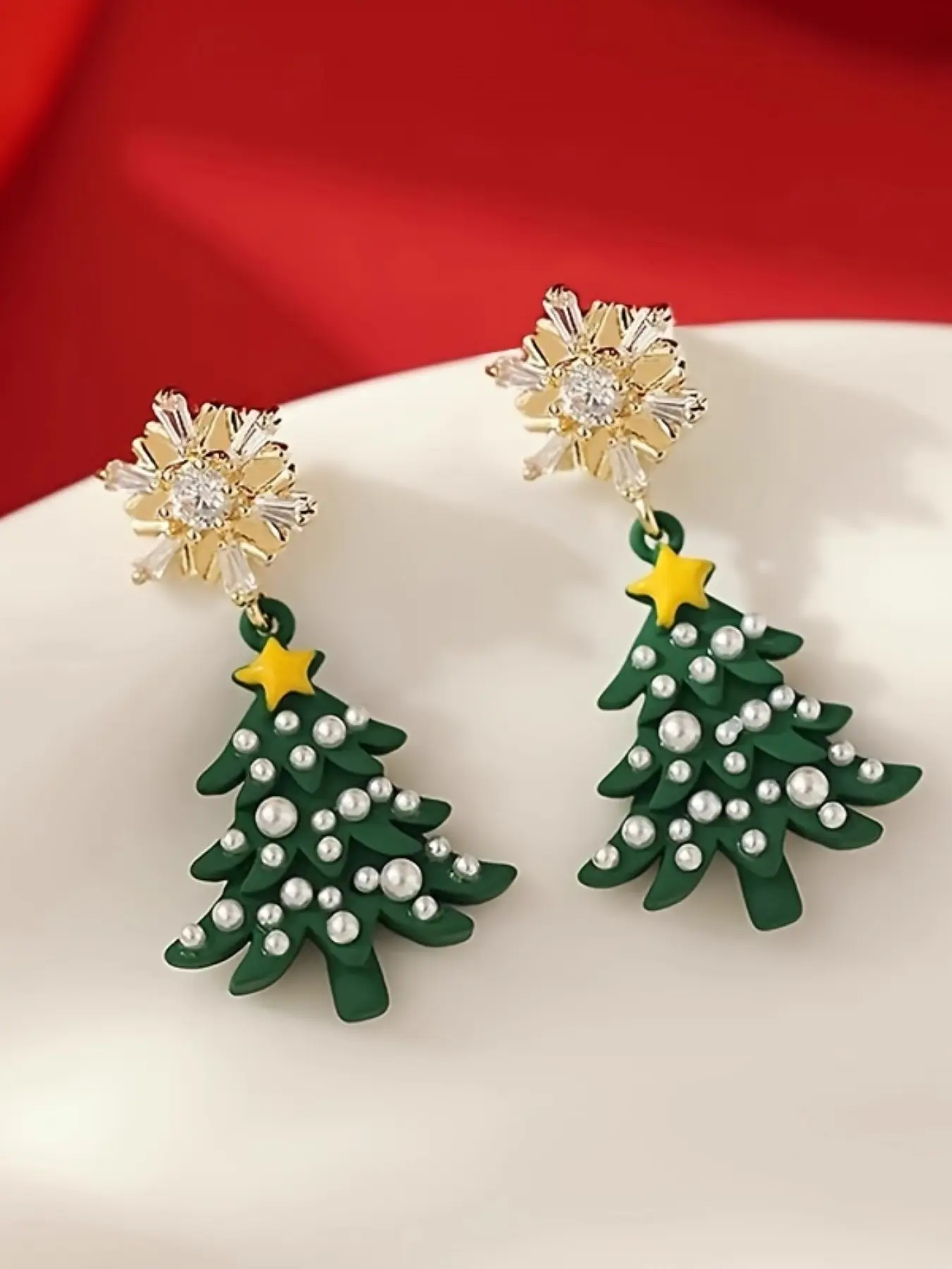 1/10pairs Luxurious Snowflake Christmas Tree Dangle Earrings - Perfect Christmas Party Gift for Her