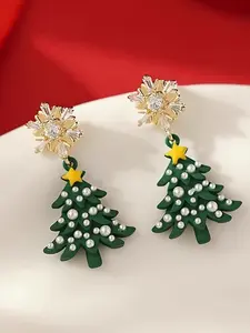 1/10pairs Luxurious Snowflake Christmas Tree Dangle Earrings - Perfect Christmas Party Gift for Her