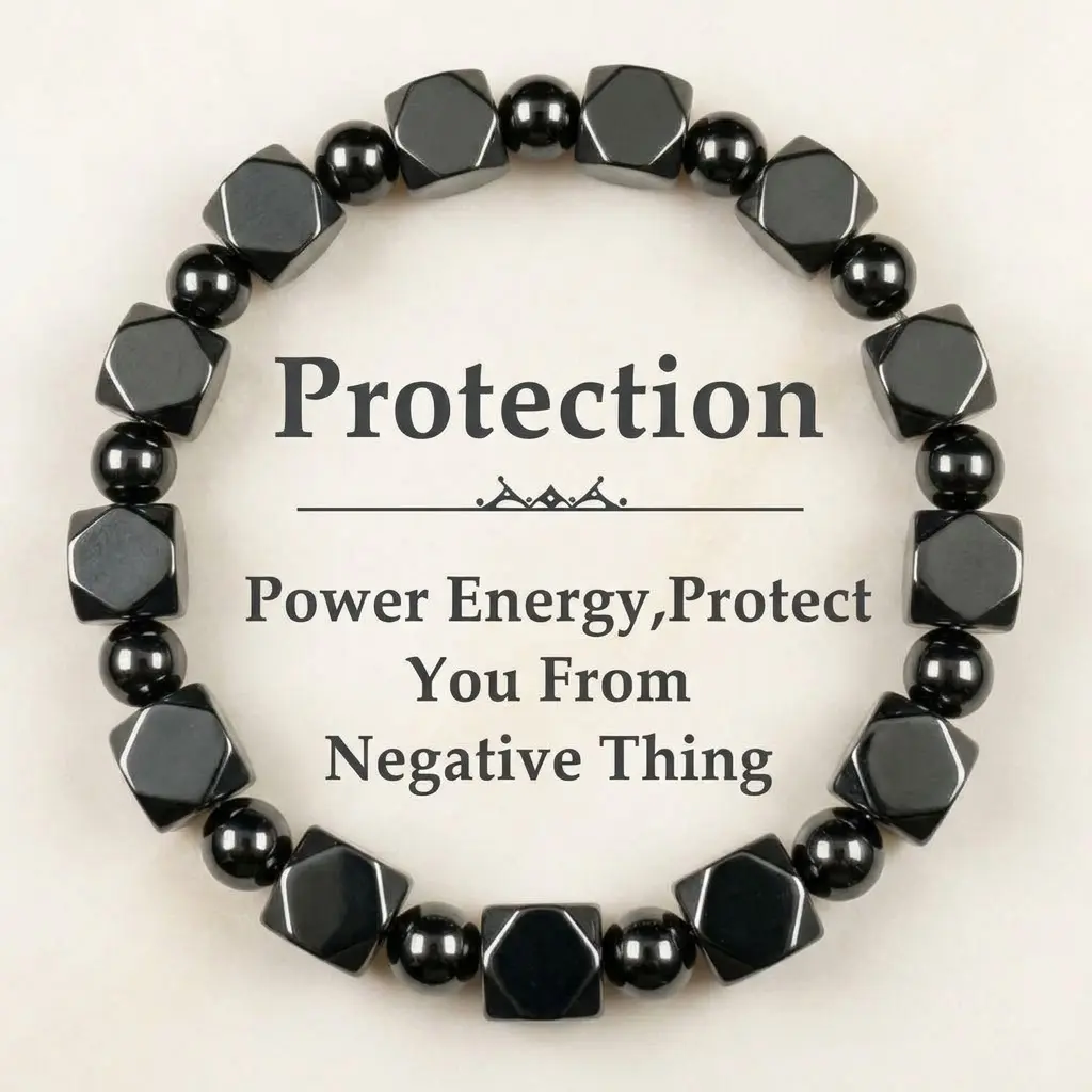 Natural Hematite Protection Bracelet - Natural Crystal Bracelets, Unisex Non Minimalist Spiritual Beaded Grounding Jewelry, Gift Idea Christmas Gift