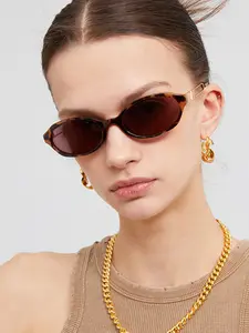 Tiger Print Oval Small Frame Sunglasses, Metal Hollow Legs, Elegant Women's Accessory, Fashion Versatile, Modern Trendy Sunglasses, Perfect for Parties Travel, Trendy Casual Sunglasses