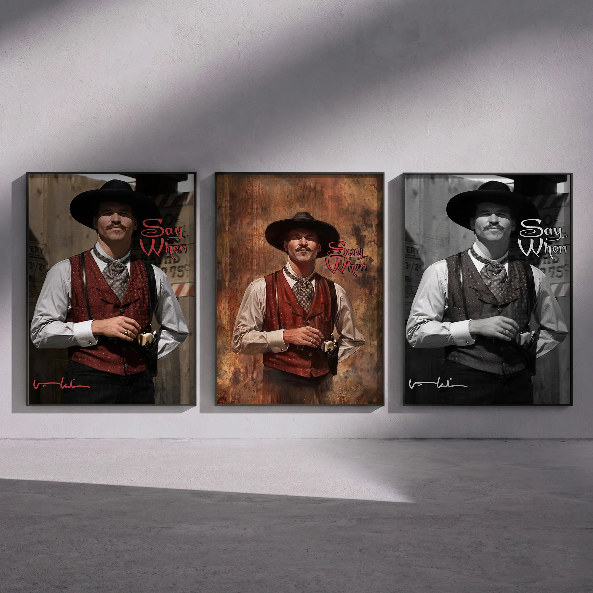 [NO FRAME] Vintage Tombstone Movie Poster, Wyatt Earp, Doc Holliday & Earp Brothers Walking Scene, Made In USA