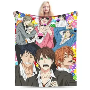 YAOI Anime Soft Warm Flannel Cozy Throw Blanket, Autumn Home Decor Graphic Bedspread Sofa Cover for Girls Suitable as a gift sizes 60*80,30*40 ,40*50 50*60