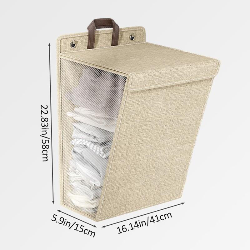 Wall-Mounted Laundry Hamper - FOLDABLE & HANGING with LID! Large Capacity, Collapsible Clothes Basket for Space-Saving Storage (Bathroom, Dorm, Closet)