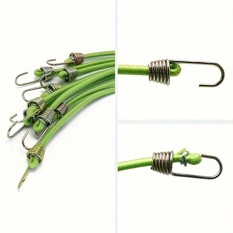 6/12pcs 10in/24.89cm Luggage Ropes, Nylon Cord, Bungee Cords, Stretch Rope, Durable Nylon Rope, Strong Elastic Luggage Straps with Hooks, for Camping Bike Van Cover Fastening, Versatile Use