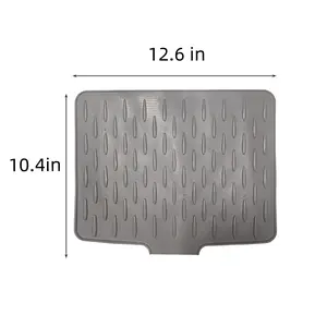 Silicone Dish Drying Mat for Kitchen Counter 12.6in x 10.4in Non-Slip Drain Pad with Built-in Drain Heat Resistant Irregular Shape Mat