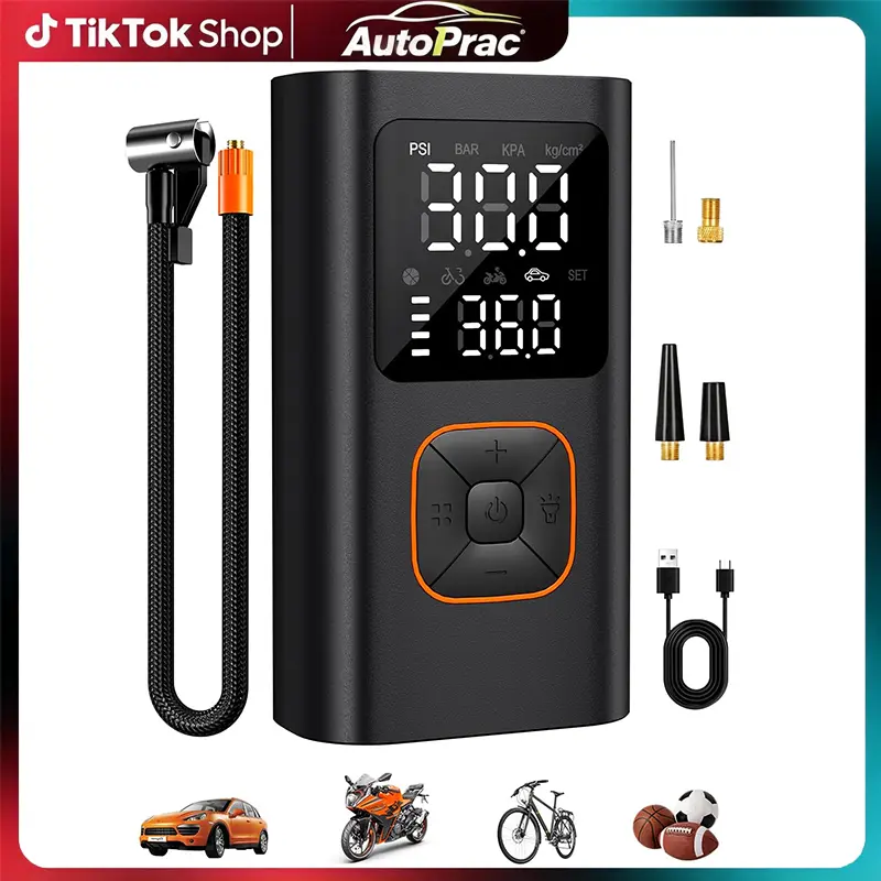 【ToolUpgrade】Portable Tire Inflator - Powerful Motor, 3x Faster Inflation, Wireless 180PSI Air Pump with Digital Pressure Gauge/LED Light, Suitable for Car Tire, Motorcycle, bicycle, and ball Inflator