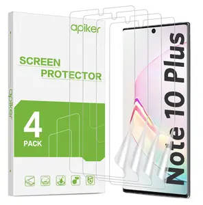 4 Pack Screen Protector Compatible with Samsung Galaxy Note 10 Plus, Soft TPU Film Support Fingerprint Sensor