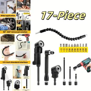 A set of 17 Flexible Drill Bit Extension Set Drill Bit Extension Kit Include Hex Socket Adapter Socket Bendable Magnetic Drill Extender Universal Drill Bit Extension Screwdriver