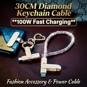 Heart-shaped USB-C to USB-C 2-in-1 braided phone lanyard 100W fast charging data cable
