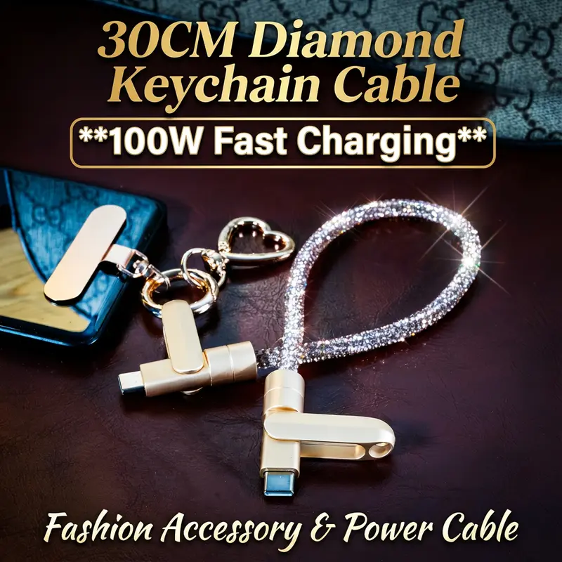 Heart-shaped USB-C to USB-C 2-in-1 braided phone lanyard 100W fast charging data cable Heart-shaped USB-C to USB-C 2-in-1 braided phone lanyard 100W fast charging data cable