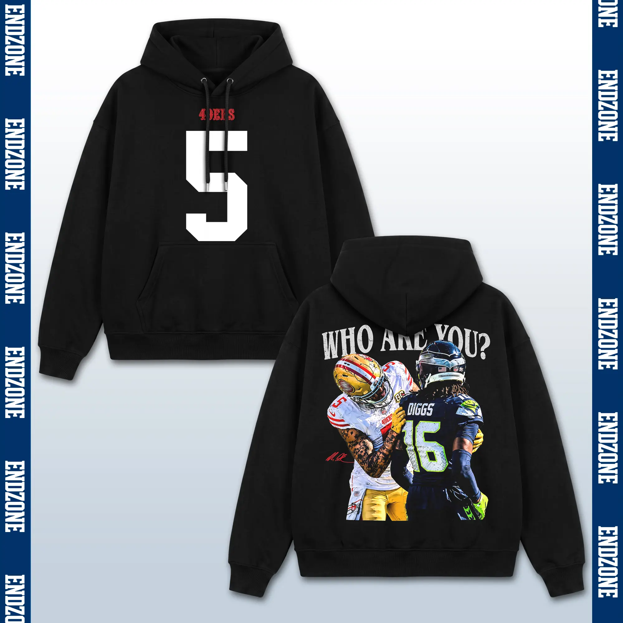 Mike Evans Who Are You? Hoodie Sweatshirt, 5 Trash Talk Rivalry Graphic Pullovers, 49ers Football Fan Merch, Bay Area Apparel, Retro Bootleg Game Day Outfits, Pro Football Season Gifts, Heavyweight Oversized Black Vintage Tops
