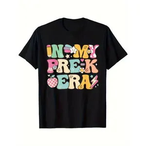 In My Pre-K Era Girl Back To School Cute PreSchool Teacher T-Shirt for Kids, Soft Fabric, Breathable, Comfortable Short Sleeve Tees Perfect for Summer, Toddlers Birthday to Kids Clothes
