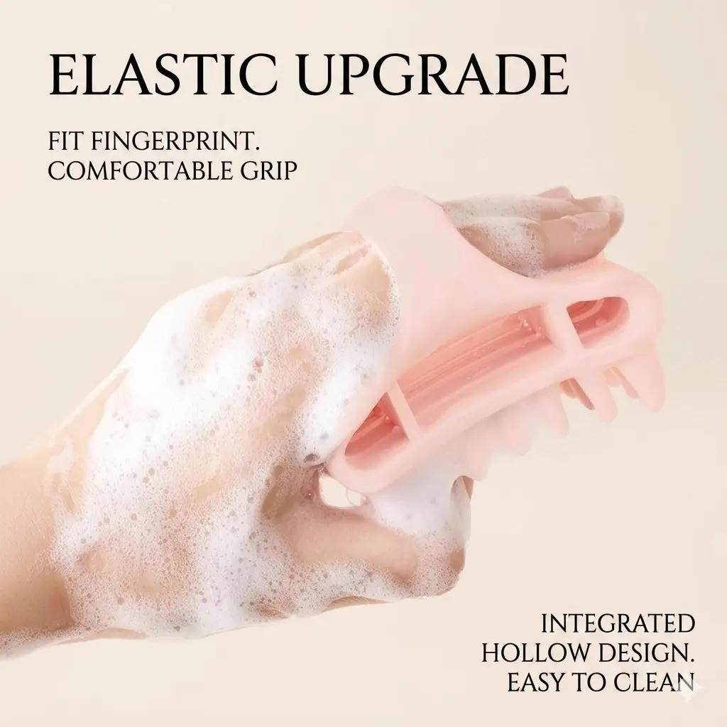 Shampoo Brush, Soft silicone surface gently cleans surface of human scalp