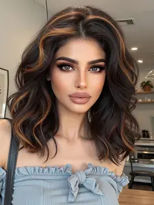 Highlights Shoulder-Length Curly Wig, High-Temperature Resistant Fiber, Natural Look, Daily Wear, All Seasons, Long Wigs, Synthetic Material Wigs, Heat Resistant Wigs