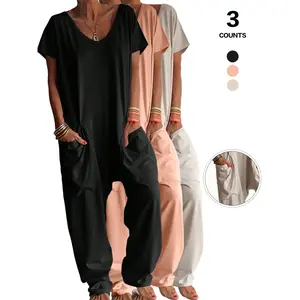 Women’s one-piece or three-piece workwear jumpsuit, casual and comfortable solid-color home suit with a fitted, simple style, suitable for all seasons, pairs well with a jacket GARMENTARY