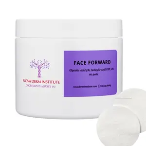 Nova Derm Institute Face Forward Solution 5% Glycolic & 2% Salicylic Acid Gentle Exfoliation Formula with Witch Hazel for Smooth Skin Repair Aesthetic Smoother