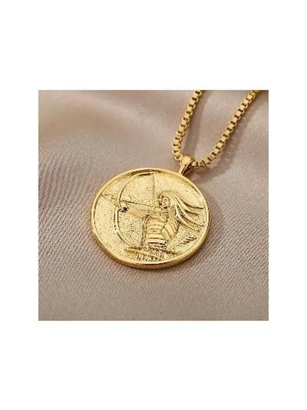 Medal Myth Heroine Mulan Athena Hecate Necklace,Mythology Medallion Queen Necklace for Women