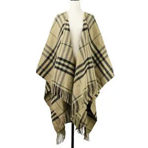Pre-owned BURBERRY Cashmere Small Leather Goods Fringe Edge Blend Cape Coat