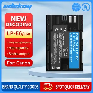 EDEKOY 2 LP-E6 Battery for Canon EOS 60D, 70D, 80D, R7, 5D Mark III, Compatible with G7X , 2750 mAH Capacity, Free USB Data Cable Included  Vlog kit Camera