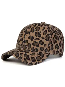 Unisex Leopard Print Baseball Cap, Adjustable Sun Protection Casual Hat, High Quality Hat, Fitted Outdoor Travel Beach Vacation, Spring & Fall
