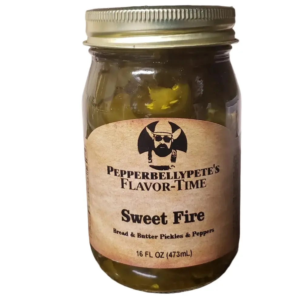 PEPPER BELLY PETE'S SWEET FIRE - 16 OZ JAR Pickles Spicy Dill Pickle