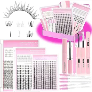 3 style Fairy lashes Clusters Kit with Bottom Clusters Lash Extensions 604Pcs 5-16mm Manga Extension False Eyelash Wispy Natural Wet-Look Lashes Extensions Combo Pack
