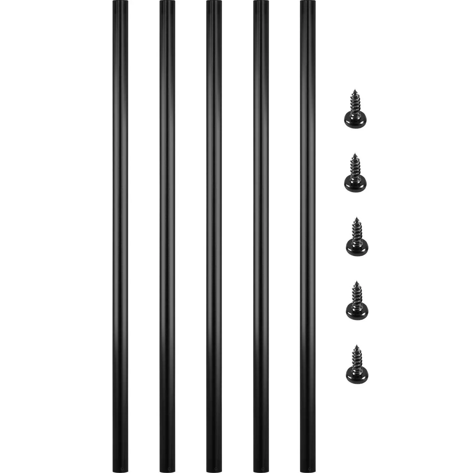 VEVOR Deck Balusters, 51 Pack Metal Deck Spindles, 36"x0.75" Staircase Baluster with Screws, Aluminum Alloy Deck Railing for Wood and Composite Deck, Circle Baluster for Outdoor Stair Deck Porch