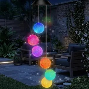 Solar Wind Chime, Color Changing Ball Wind Chimes, LED Decorative Mobile, Gifts for Mom Grandma, Waterproof Outdoor Solar Lights for Garden, Patio, Party, Yard, Window, Outdoor Decor
