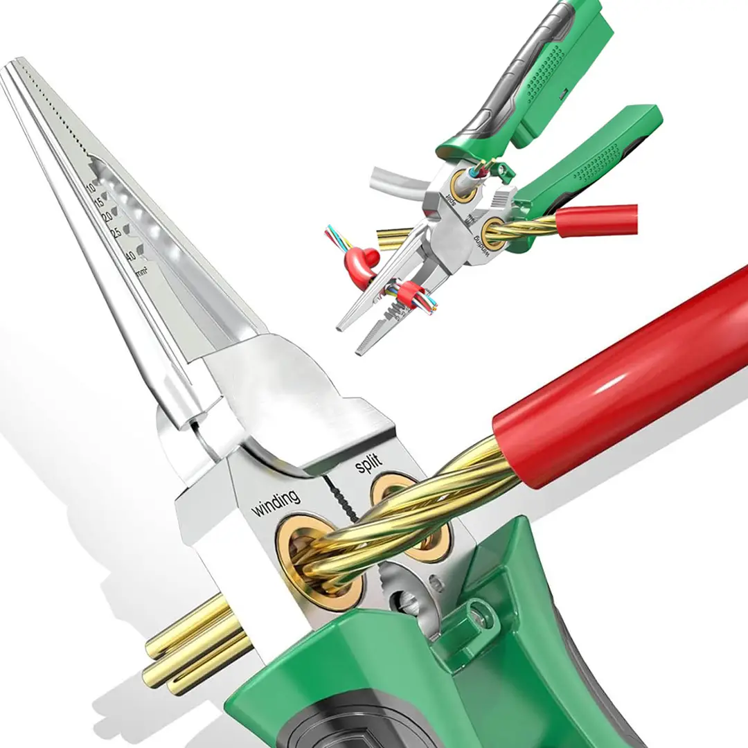 8-in-1 Multi-functional Wire Stripper - Professional Cable Stripper for Electrical Measurement, Live Wire & Neutral Wire Detection, 12-250V AC/DC