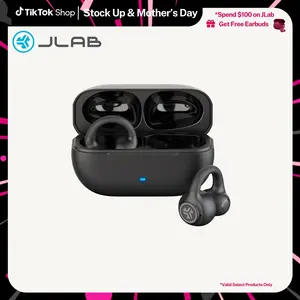 JLab Flex Open-Ear Clip-On Earbuds 12mm Speakers 21+ Hours Playtime IP55 Splashproof Lightweight Bluetooth 5.3 for iPhone & Android Devices Electronic Audio