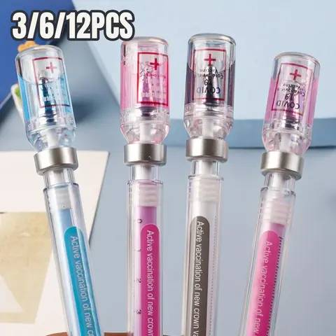 3/6/9 Piece Random Color Set, Creative Needle-Shaped Neutral Pens, 0.5mm Simulated Syringe Shape Design, Ideal for Writing & Drawing, Unique Pens, Stationery Writing Tools, Stationery Office Supplies