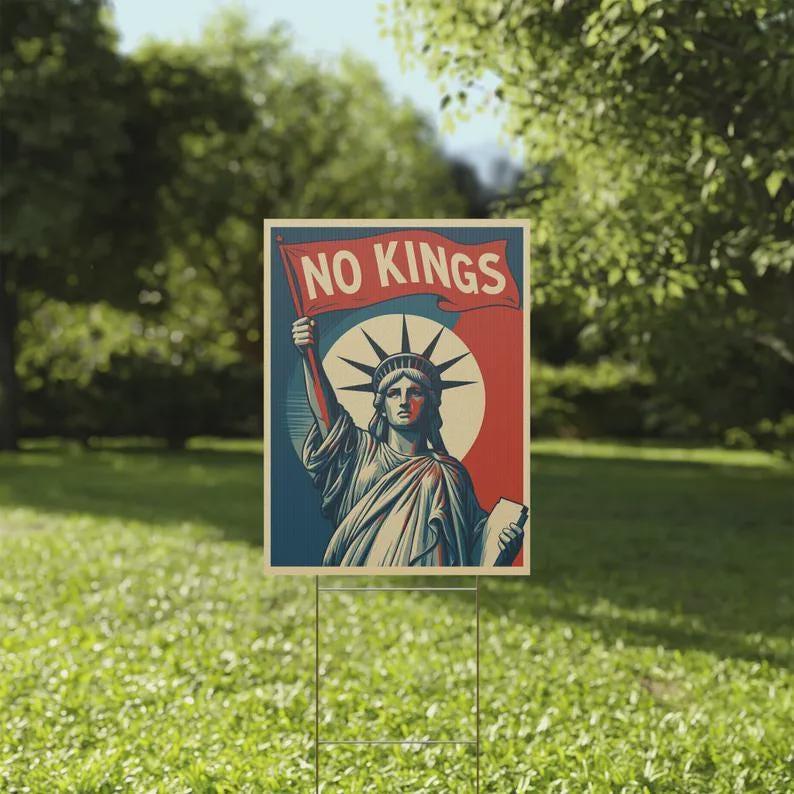No Kings Liberty Protest Sign | Anti-Trump Printable Poster | Patriotic Pro-Democracy Rally Art