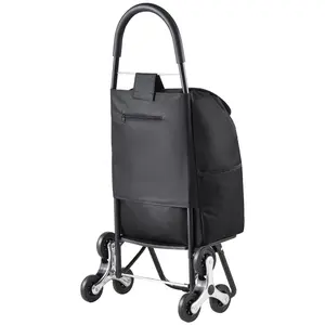 VEVOR Stair Climber Trolley Dolly 36L Foldable Oxford Cloth Bag Grocery Laundry Cart with 6 Wheels for Easy Transport & Storage Black