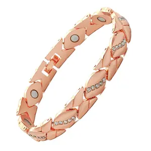 Women's Romantic Leaf-Shaped Magnetic Energy Bracelet - Premium Eco-Friendly Alloy, Adjustable, Versatile, Diamond-Inlaid Fashion Accessory, Ideal Gift for Valentine’s Day, Best Friend
