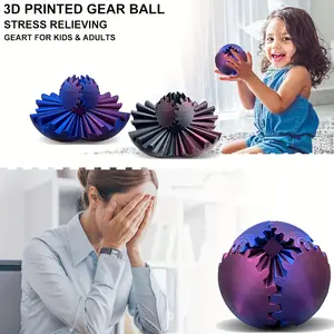 Gear Ball - 3D printed gear ball, spinning gear ball Youngsters toy, cube fidget toy, portable fingertip toy with multiple transformations, steampunk spinning wonder fidget ball toy, Christmas gift Birthday Gift