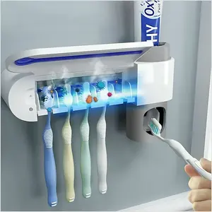 UV Toothbrush Holder Dispenser 5 Slots No Drilling Tooth Brush Cleaner