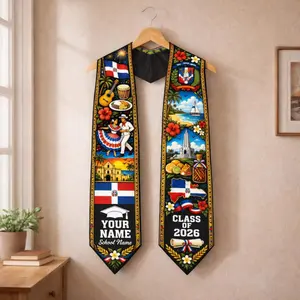 Personalized Dominicans American Flag Graduation Sash 2026, Dominican Republic Graduation Stole Customize 2026, Custom Graduation Stole 2026