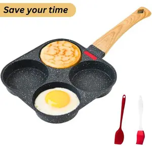 4-Cup Egg Pan Nonstick, and Granite Egg Frying Pan, Versatile Breakfast Skillet for Eggs, Pancakes, Plett, Crepes, Compatible with Gas Stove and Induction Cooktop