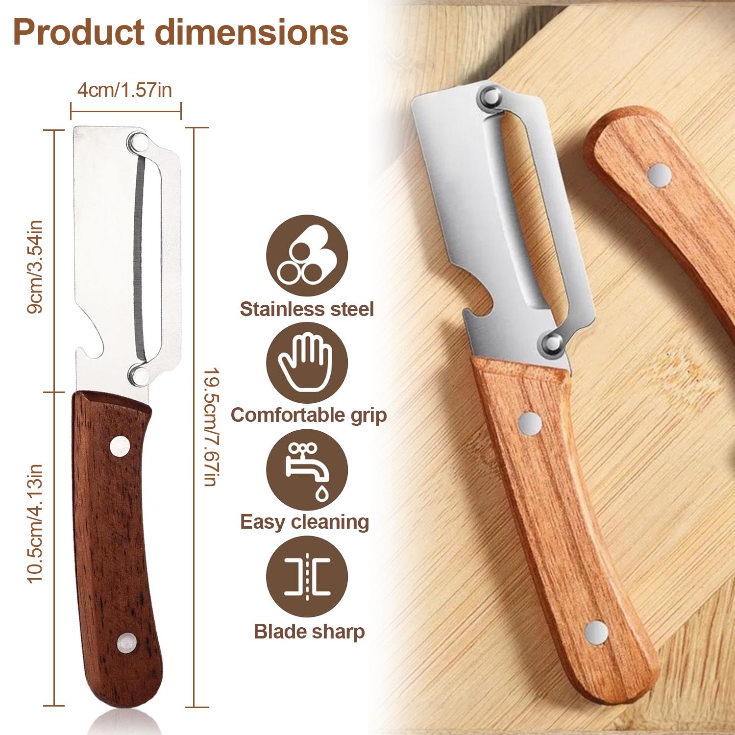 2-in-1 Stainless Steel Vegetable Peeler – Ultra Sharp Blade with Built-in Bottle Opener, Ergonomic Wooden Handle, Durable Kitchen Tool for Fruits & Vegetables