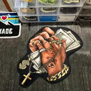 VIKAMA Fun Us Dollar Imitation Cashmere Carpet Entrance Creative Cushion Soft Comfortable Bedroom Bed Rug Home Decoration NONE