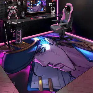 J-JoJo's Bizarre Adventure Floor Mat Gaming Room Soft Flannel Floor Rug Non-Slip Absorbent Doormat for Esports Setup, Bedroom, Entrance, Gamer Home Decor, Anti-Skid Washable Mat, Multiple Sizes Available