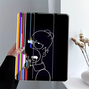 Glitch Art Cartoon Character Tablet Case, Tablet Protective Cover, 3-Tier Stand Transparent Acrylic Hard Back with Pencil Slot, Auto Wake/Sleep Shockproof Full Cover, Fits 7.9/10.2/10.5/10.9/11/12.9 Inch Tablets, Retro & Pop Art Fans
