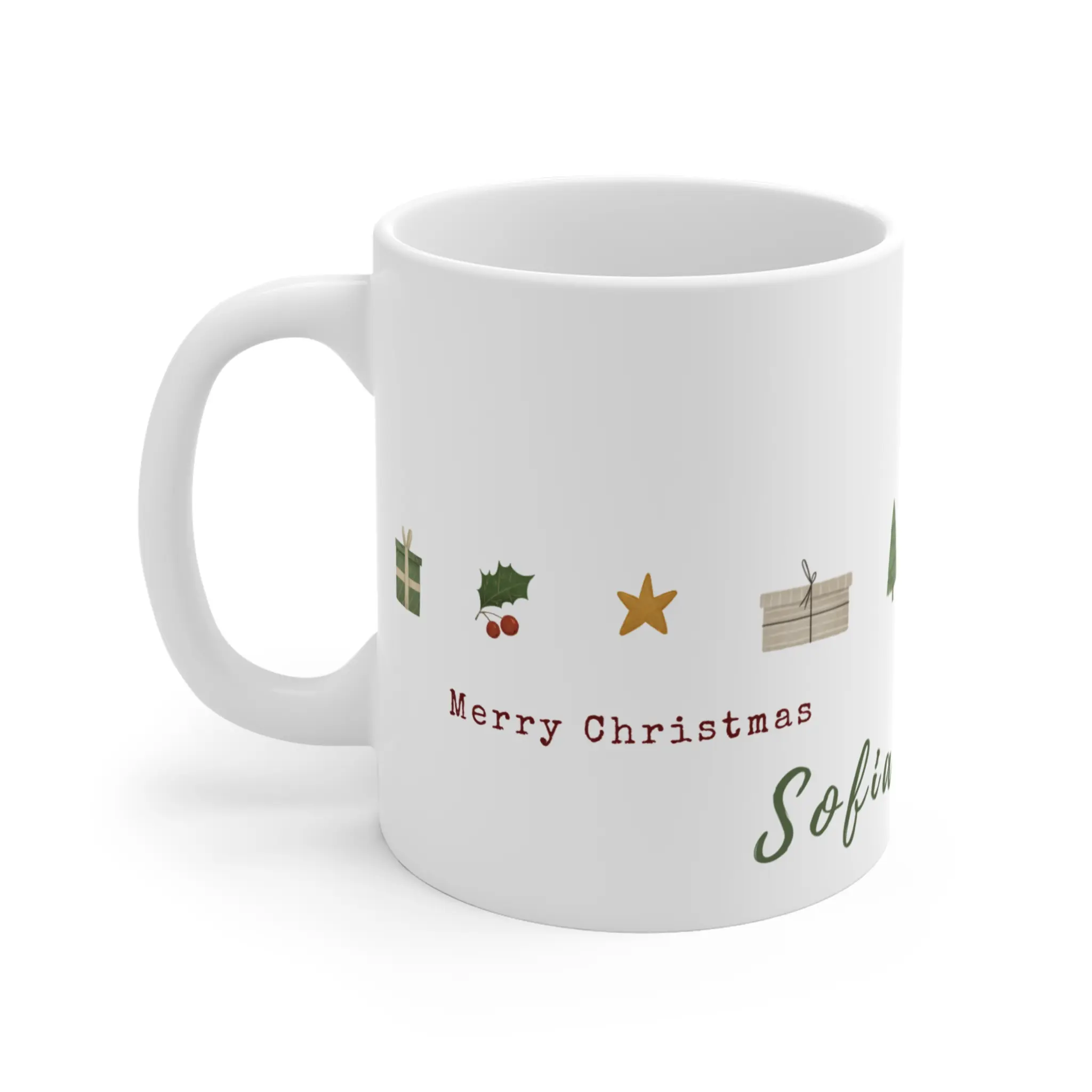 Customizable Name, Holiday Merry Christmas Mug, Christmas Coffee Cup, Winter Drinkware, Festive Hot Cocoa Mug, Seasonal Tea Mug, Christmas Gift Mug