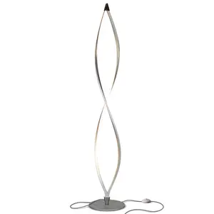 Brightech Twist LED Floor Lamp – Dimmable Urban Contemporary Modern Light Fixture- Tall Standing Floor Lamp with Decorative Design- for Living Room, Den, Family Room, Office, Bedroom, Dorm- Silver
