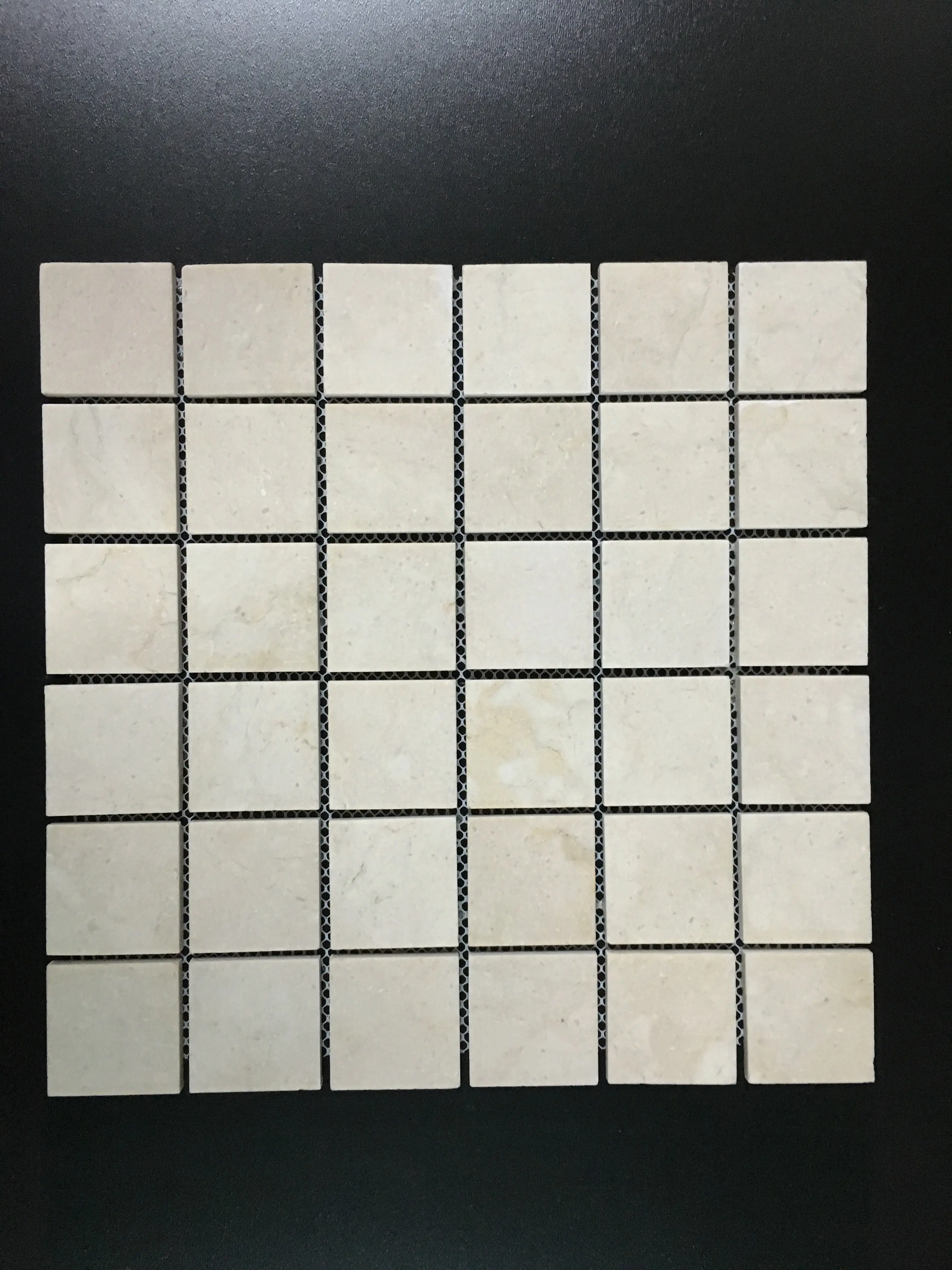 Square Crema Marfil Marble 2x2 Honed Decorative Mosaic Tiles - 1 Sheet, Durable Commercial Traditional Style, Subtle Veins, Soft Matte Appearance, Natural Warmth, Interior Use for Bathroom Walls, Kitchen Backsplashes (Home Improvement Building Supplies)