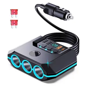 120W Car Cigarette Lighter Adapter Splitter – 3 Sockets & 4 USB Ports (2 Quick Charge), LED Voltmeter, Independent Power Switches, 30” Cable, Easy Mounting for 12V-24V Vehicles   #GadgetGoals  #SmartLife