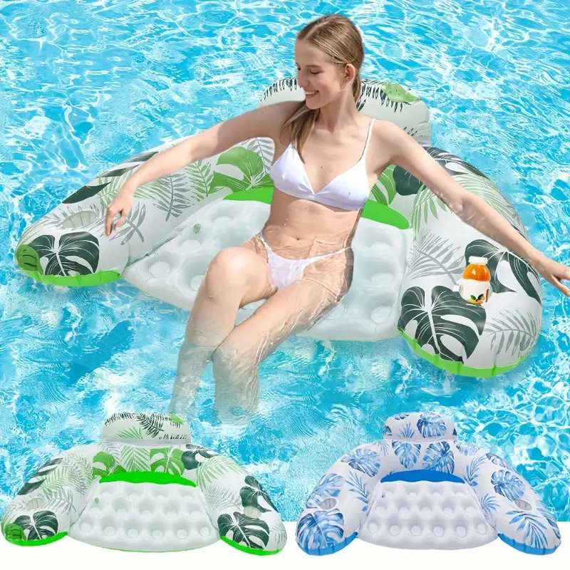 Mixed-Color Inflatable Water Hammock, Unisex Hawaiian-Style PVC Floating Lounger for Water Sports and Outdoor Recreation