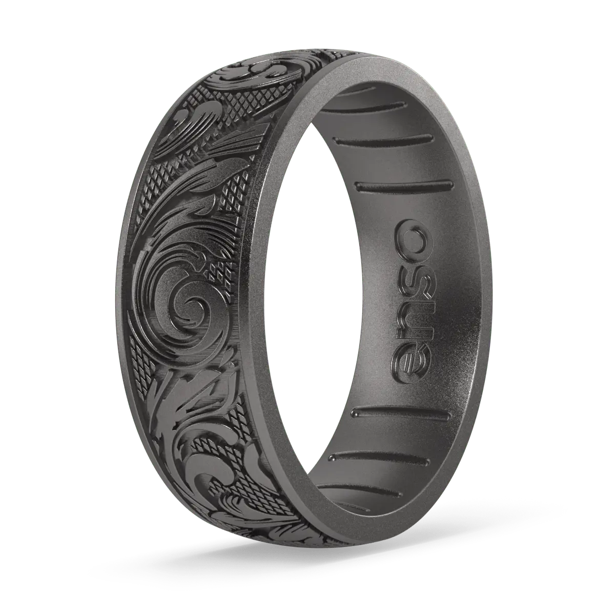 Enso Rings Etched Decorative Silicone Ring | Comfortable Everyday Band | Lifetime Warranty