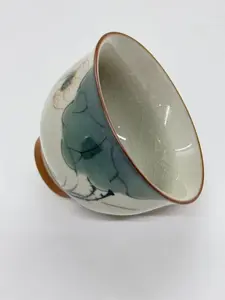 E.Lotus rhyme green lotus ・ Ge kiln hand-painted lotus pod master cup