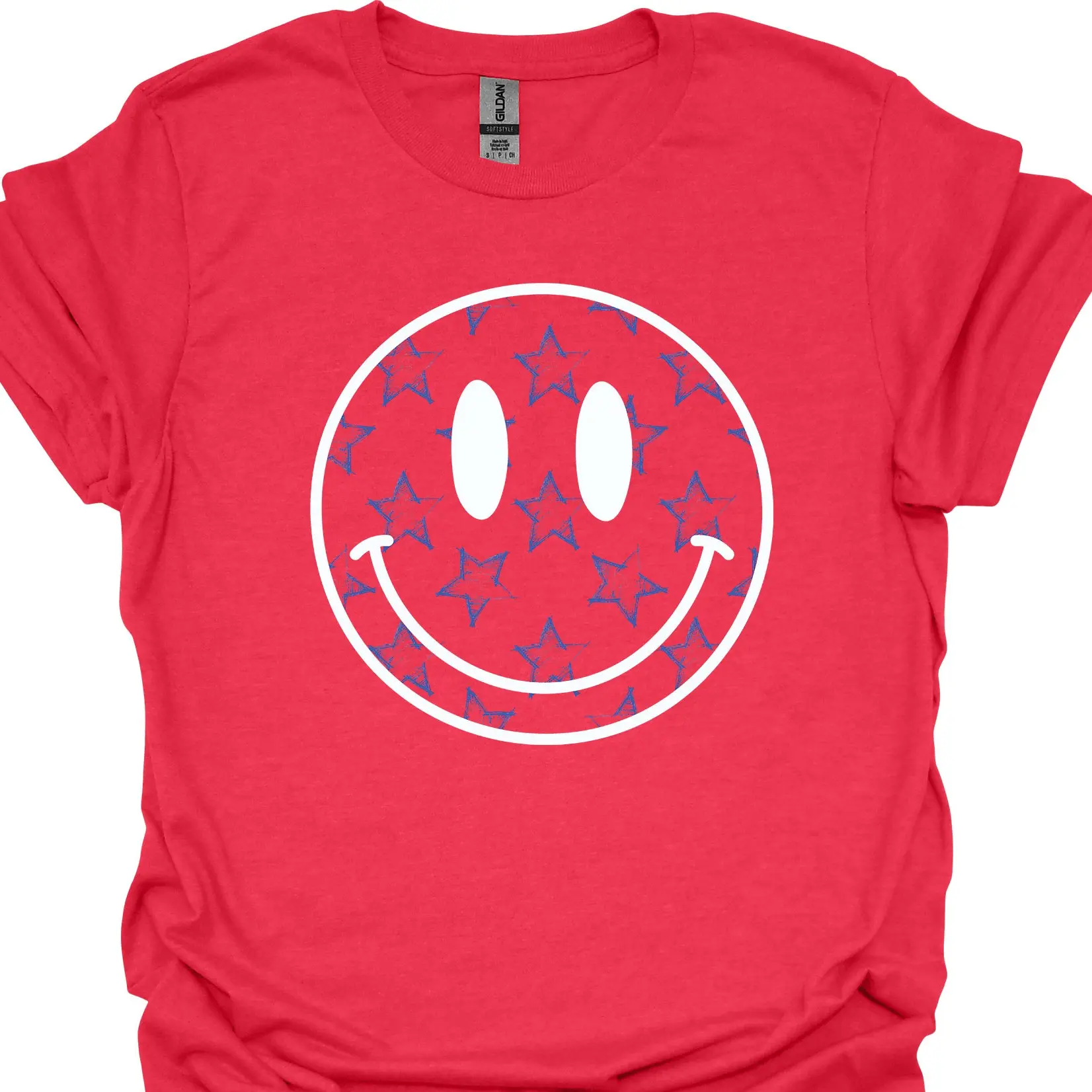 Smiley Star Face DTF Graphic T shirt, Holiday Graphic Tees, Unisex Apparel, Relaxed Fit, Soft Print